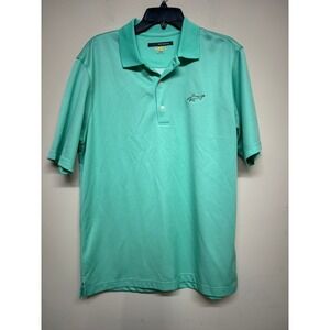 Greg Norman Shark Logo Polo Shirt Mens Medium Teal Play Dry Golf Performance